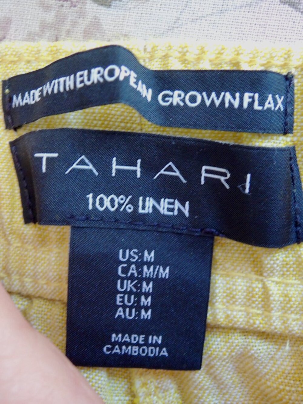 Tahari Yellow Euro Flax Linen Wide Leg Lagenlook Pants M - Picture 7 of 7